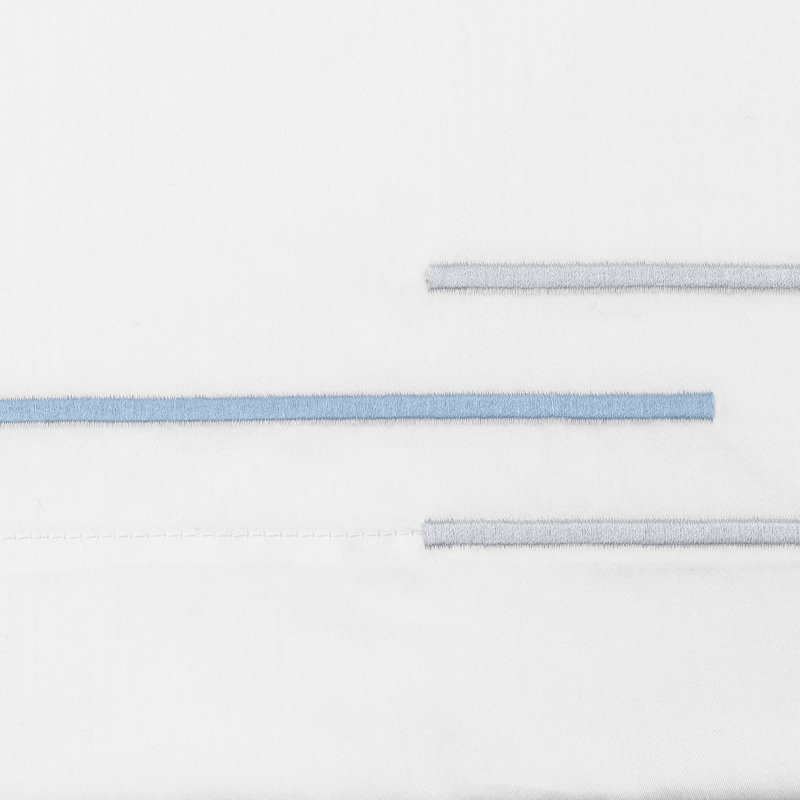 Corso Sateen Sheet Set, Queen Sheet Set, White/Blue Gray/Sion