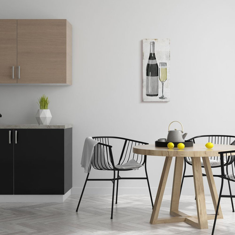 «Rustic Champagne Glass Painted Wood Pattern» par Milli Villa - impression d'art graphique, Wrapped Canvas