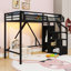 Lit mezzanine en métal avec escalier de rangement, tablettes et garde-robe-1901991907-1901991904