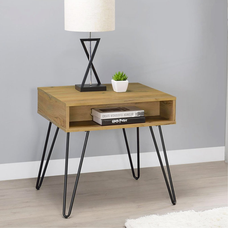 Golden Oak And Black Square Table_Coffee Table