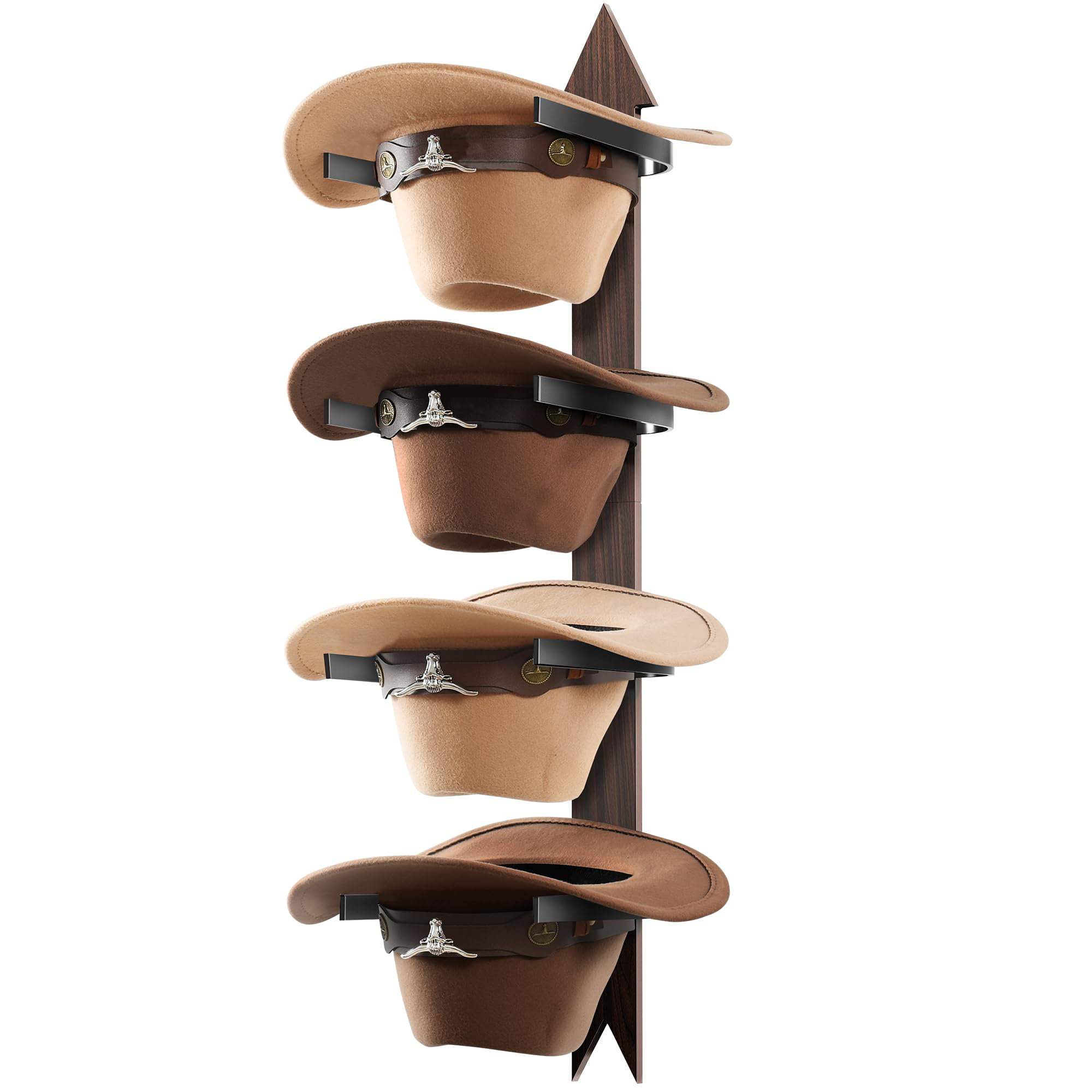 Rebrilliant Wooden Rustic Style Cowboy Hat Rack Wall Mounted