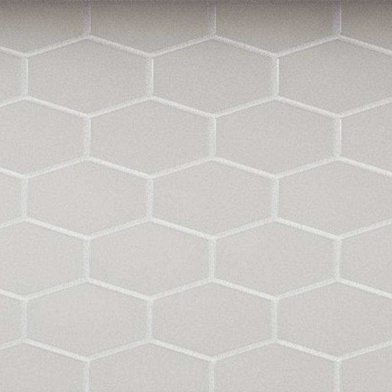 Long Hex 10.60in.x11 in. Glass Mosaic Tile, Misty Gray Matte