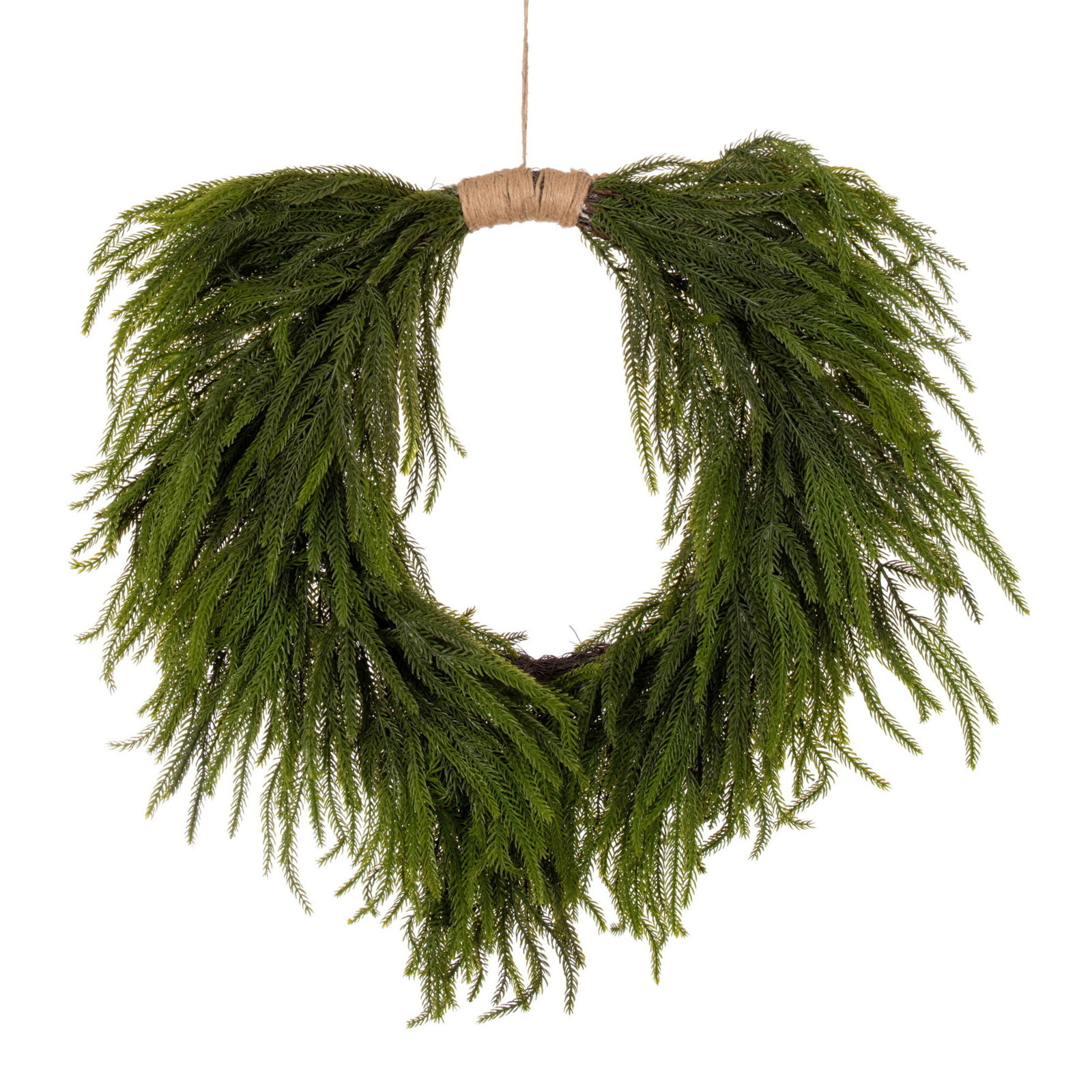  30" Green Norfolk Pine Wreath., 24" x 24" 