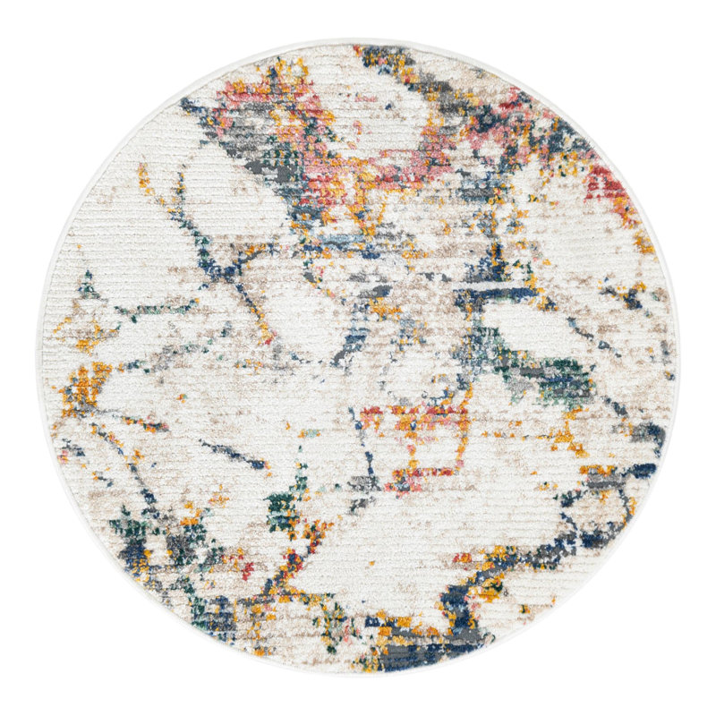 Caparro Abstract Indoor Rug, Round 3'3"