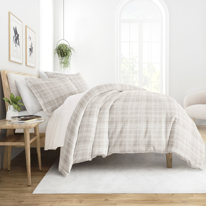 Gray Twin/Twin XL Microfiber Thatch Pattern Duvet Cover Set