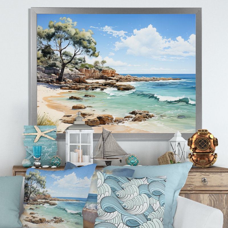 «Alvetta Cable Beach Broome II», reproduction sur toile, H 16 po x l 32 po x P 1 po, Cadre simple argenté
