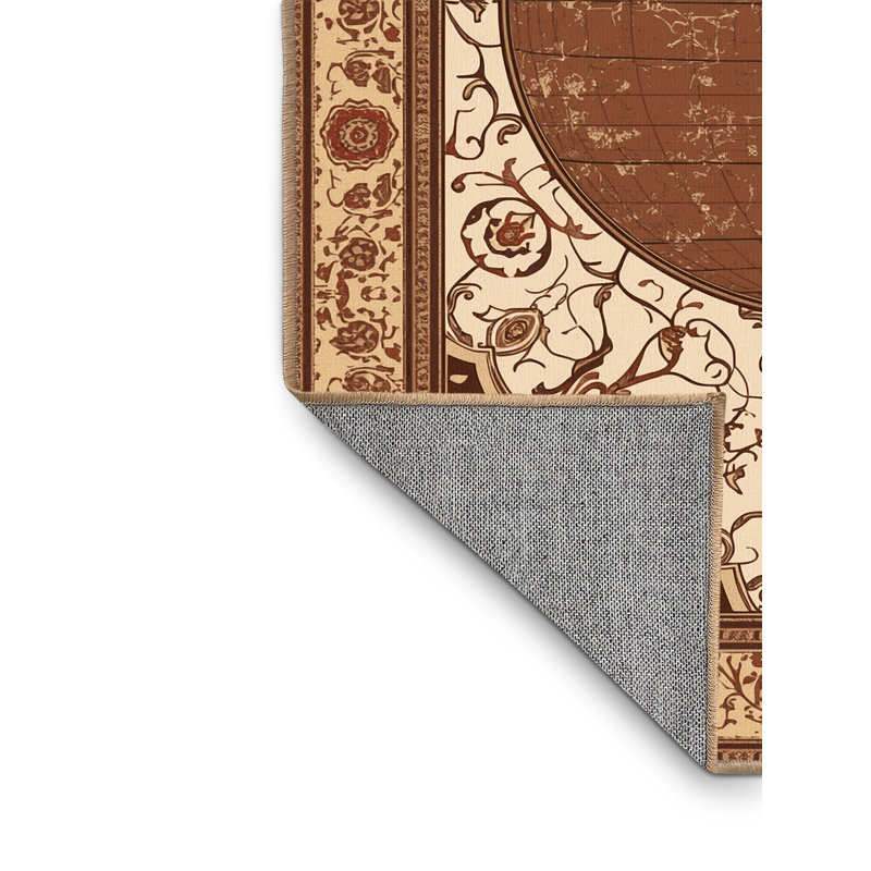 Tapis oriental brun classique lavable à la machine Parlin World Globe, 3 X 5