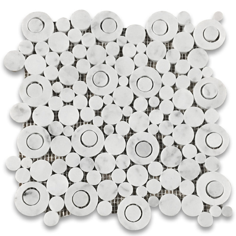 12" x 12" Marble Penny Round Mosaic Floor Use Tile