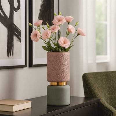 Vase en céramique blanche embossée élégante Elegant