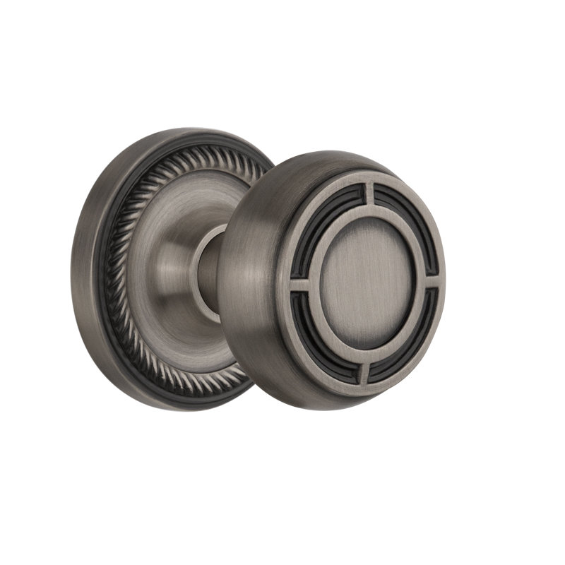 Rope Rosette with Mission Door Knob, Antique Pewter, 2-3/4”