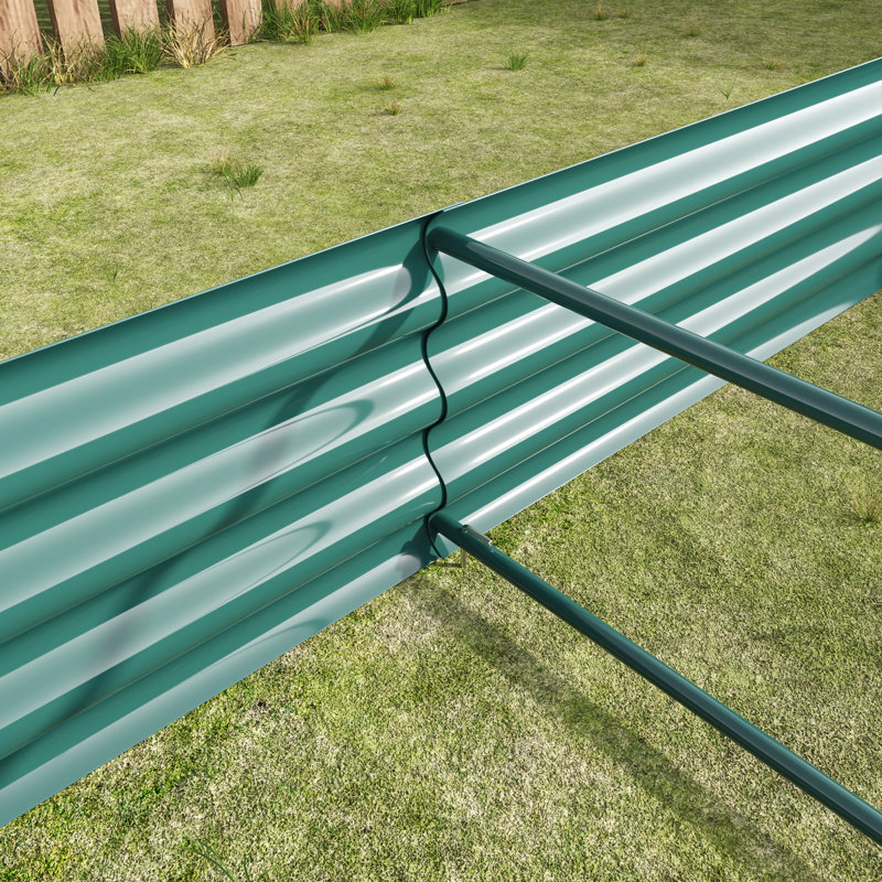 Raised Garden Bed Kit - Metal Raised Bed Garden 7.6X3.7X0.98Ft For Flower Planters, 11.81" H x 91.34" W x 44.69" D, Green