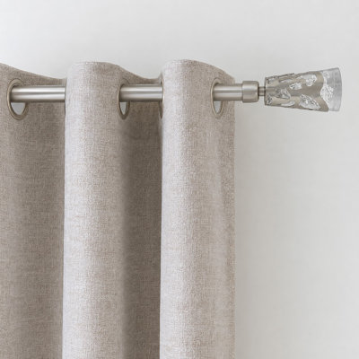 Luxury Adjustable Single Curtain Rod with Crystal-Look Finials - Silver (50-82 inches)