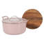 Bloomhouse 7 Qt Cast Iron Dutch Oven w/ Lid, European Enamel, & Walnut Wood Trivet - Oat White-490643242