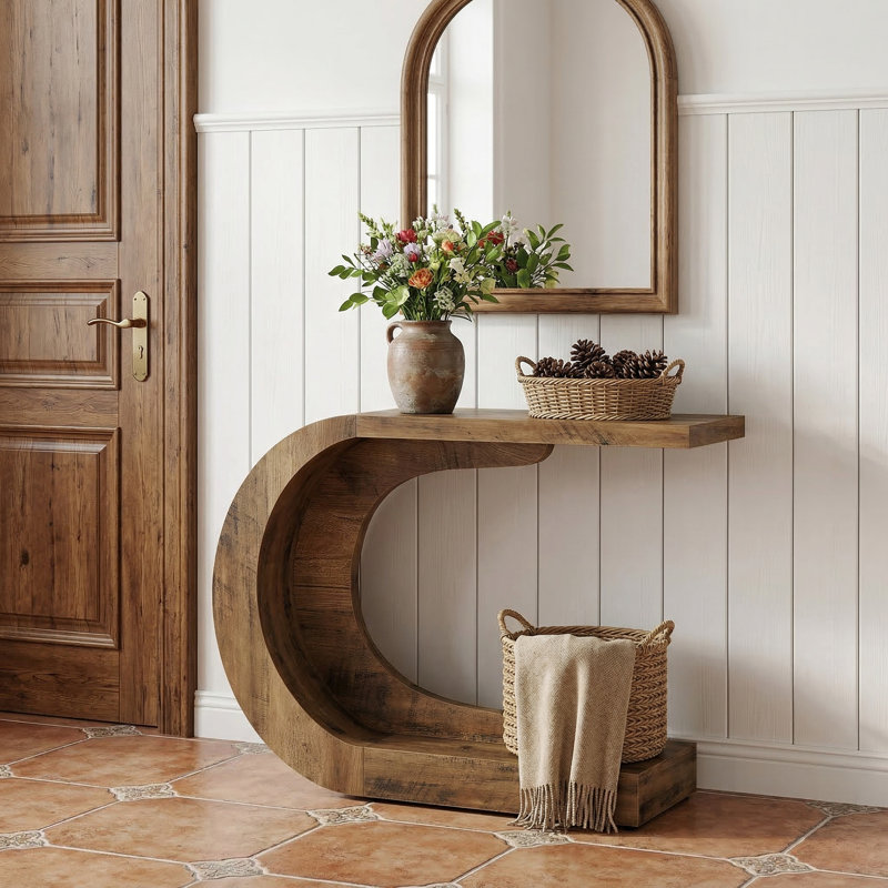 Console de 43,3 po, table de hall d'entrée en bois, Rustic Brown