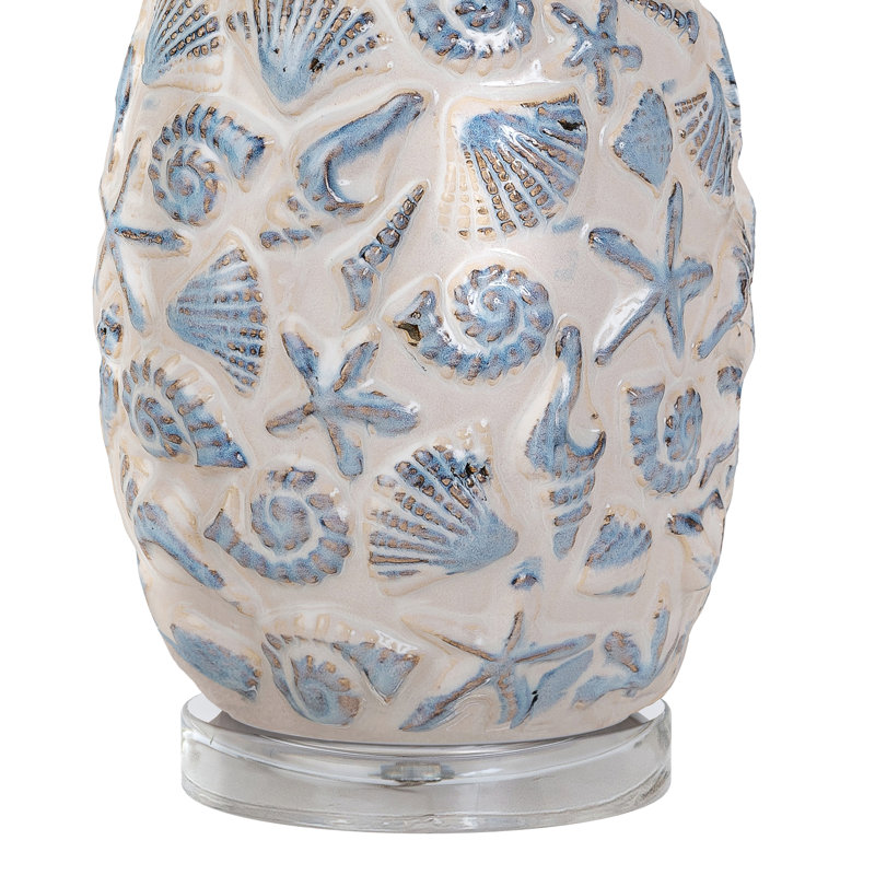 Jenny - Lampe de table en céramique 26 po - ensemble de 2 - blanc, finition bleue