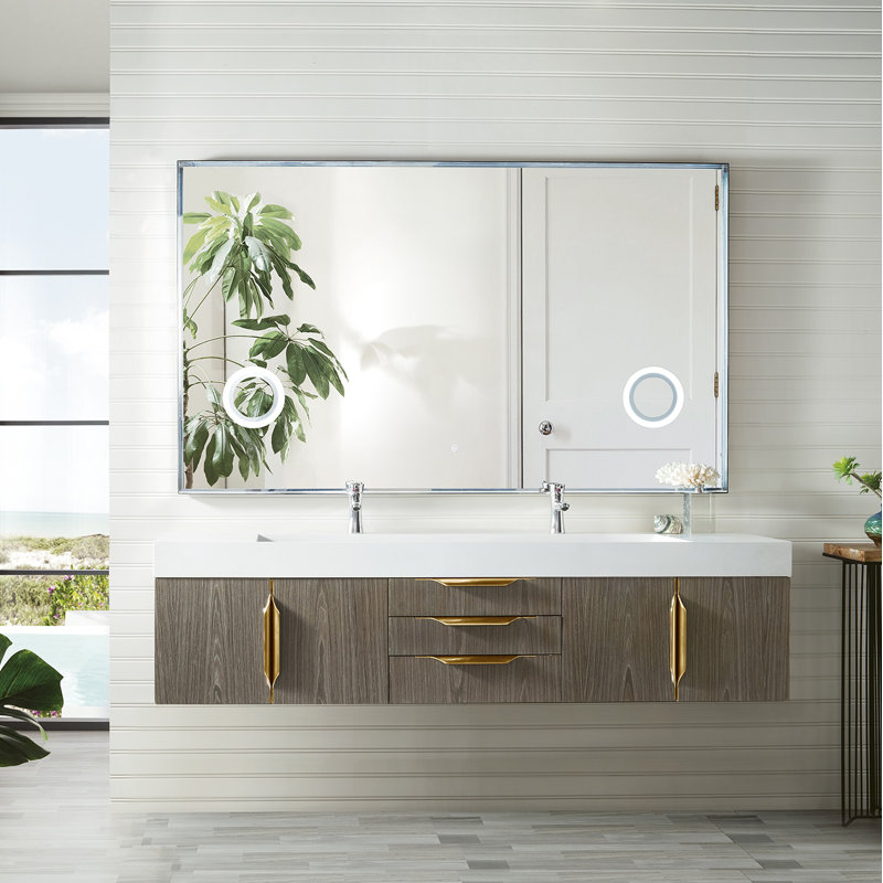 Mercer Island 72'' W Double Vanity, Radiant Gold, Ash Gray