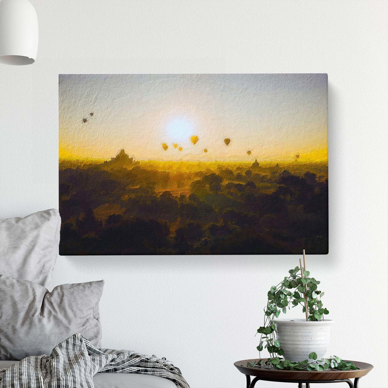 Hot Air Balloons over Bagan in Myanmar - Wrapped Canvas, 35cm H x 50cm W x 3cm D