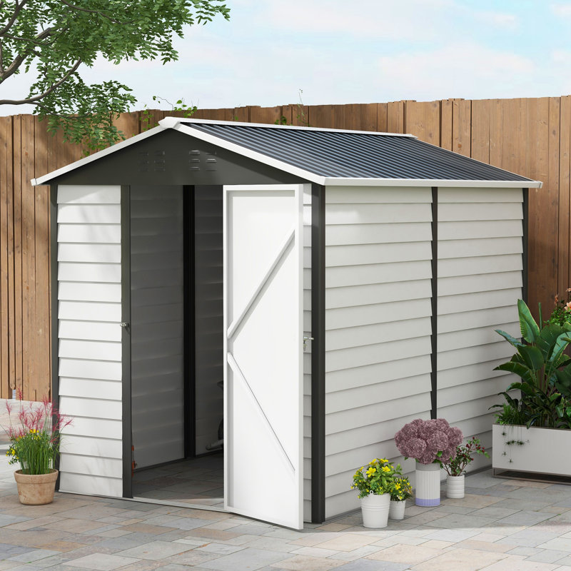 Brookelynn 9 x 6FT Metal Garden Shed with Lockable Door and Window Dark Grey