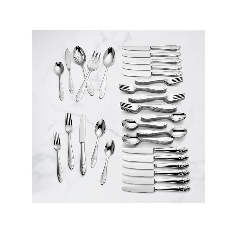 Butterfly Meadow 65 Piece 18/10 Stainless Steel Flatware Set, Service for 12