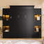 Queen Size Murphy Bed with LED Lighting and Built-In Storage Shelves, Black