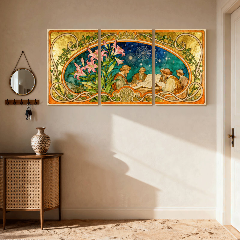 Ensemble de 3 reproductions d'art sur toile encadrées fantastiques, H 24 po x l 48 po