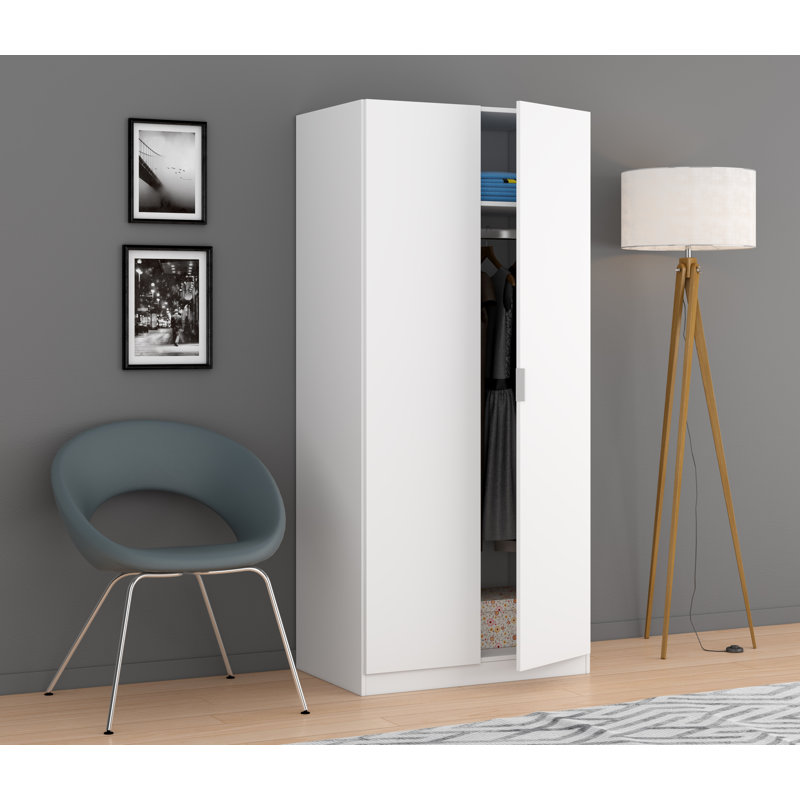 Casimiro 2 Door Manufactured Wood Wardrobe, White