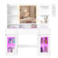 Vanity Dressing Table with LED Lights Power Outlets 3 Drawers 2 Cabinets Transparent Top 8 Storage shelve