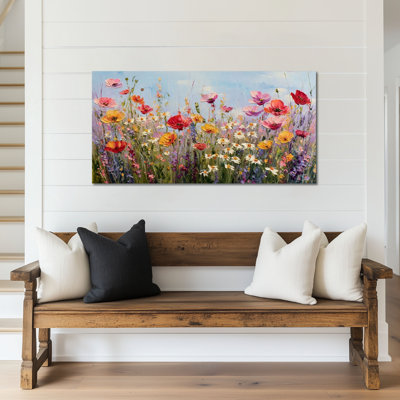 Art mural floral, art mural fleurs sauvages, décoration murale florale pour le salon, décoration murale de photos de fleurs pour la chambre à coucher, art mural paysage nature, art mural sur toile montagne prêt à accrocher 20 po x 40 po