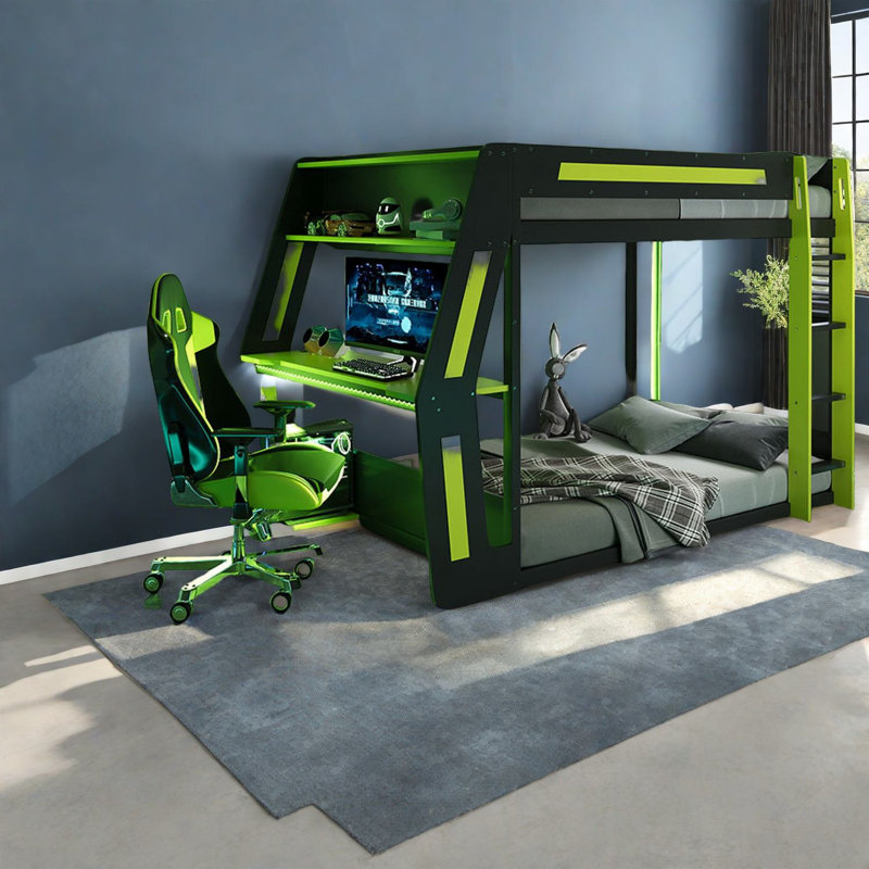 Space-saving Modern Gaming Beds, Wood Mdf, Cool Esports Loft For Home