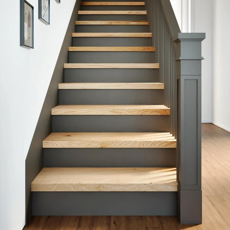  Ensemble de 4 marches d'escalier en bois de chêne massif 31,5 po x 11,8 po, 4 pièces incluses, Rectangle 2 pi 8 po x 1 pi