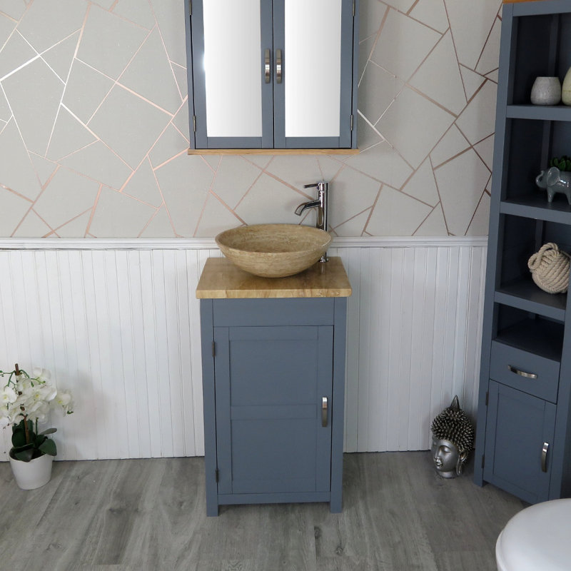 Scotti 515mm Single Bathroom Vanity with Vessel Stone Basin, Grey