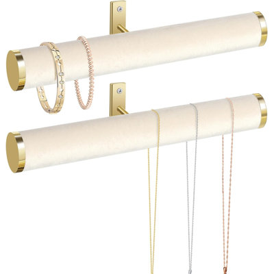 Porte-colliers en velours, organisateur de bijoux mural, organisateur de colliers suspendus, présentoir de 2 colliers pour bracelets