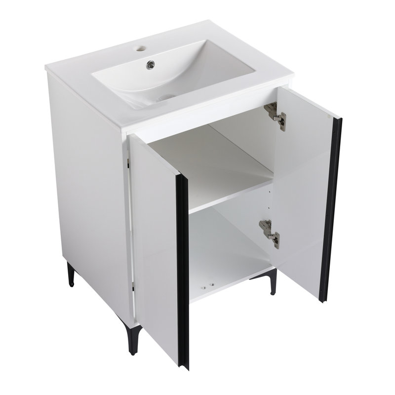 Amaire 24 " W 1 Single Vanity Bathroom Vanity With Ceramic Top