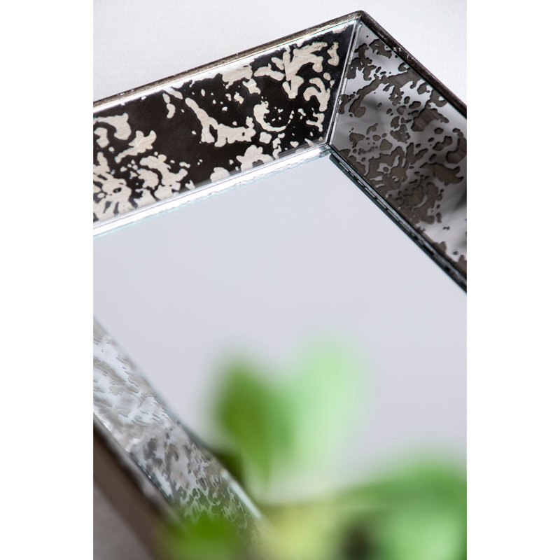 Miroir 24 "x 15" à motif floral antique argenté, plateau miroir pour décoration murale et miroir 24 "x 15"
