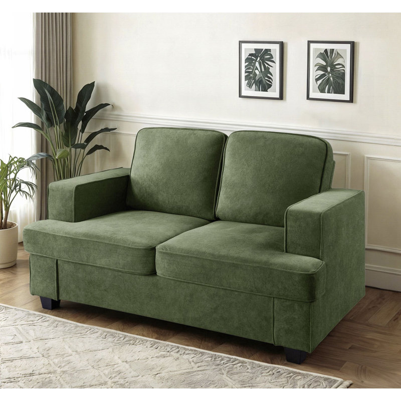 Soft upholstery cushion back Loveseat, Green