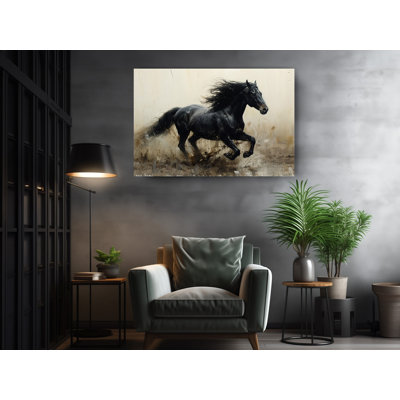 Oil Painting Reproduction Black Muscle Friesian Horse Paintings On Canvas Print, Painting Reproduction