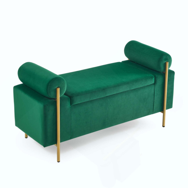 Banc de rangement en tissu Reyanne, Vert