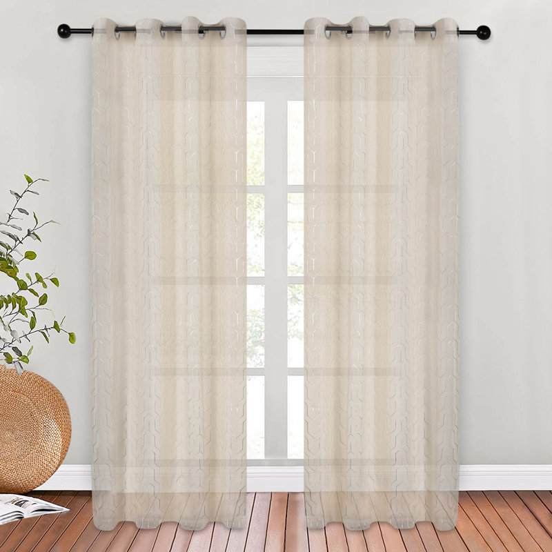 Jattin Sheer Curtain Pair, Ivory, 52" W x 84" L