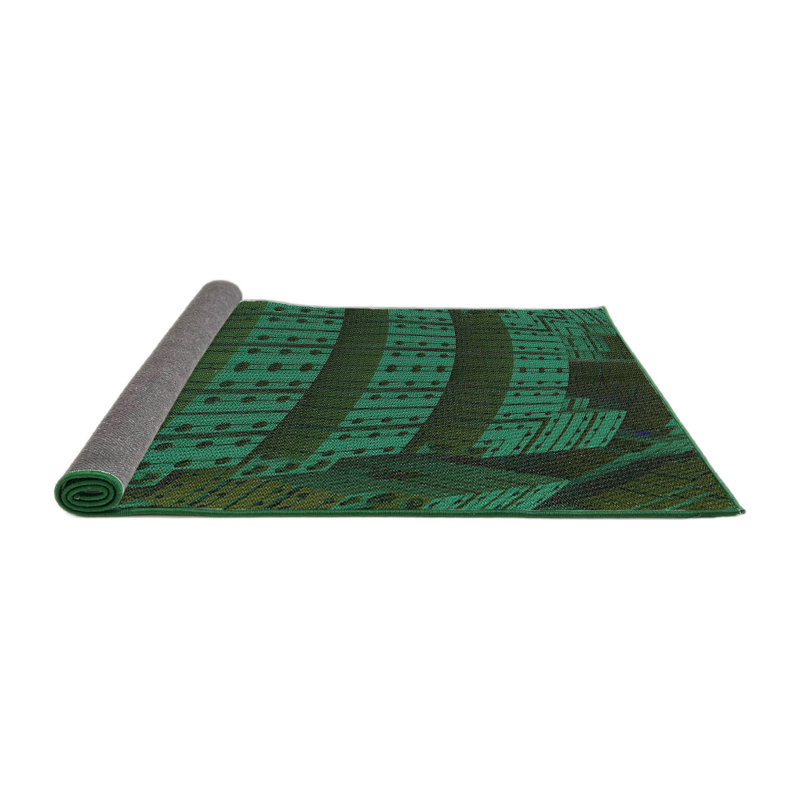 Vert abstrait Tapis décoratif, Rond 7 pi