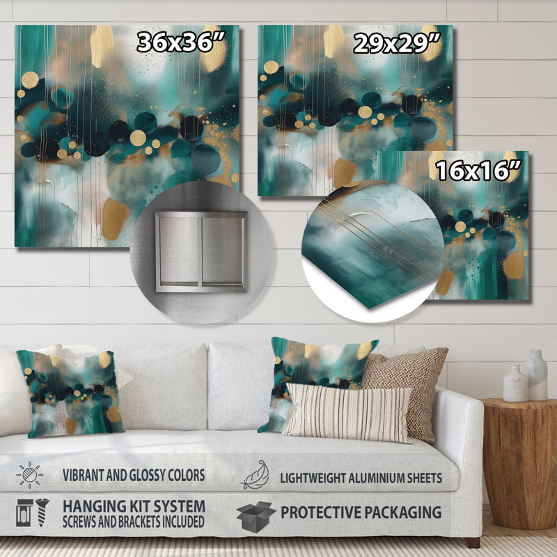 Glam Abstract Wall Decor on Metal, 16" H x 16" W x 1" D