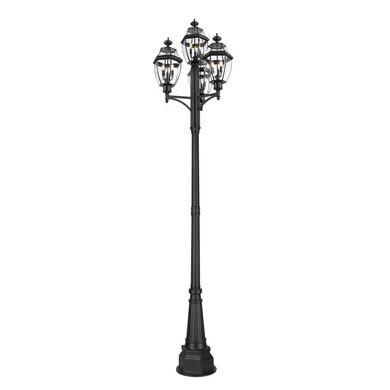 Westover 3 Light Outdoor Post Mount Fixture in Black, 125.75" H x 33.25" W x 33.25" D