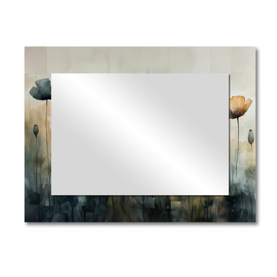 Winter Minimalism Poppies Field II - Floral Mirror Wall Decor - Printed On Metal