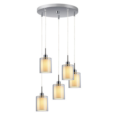 Luminaire suspendu cylindre grappe 5 lumières Pittsfield