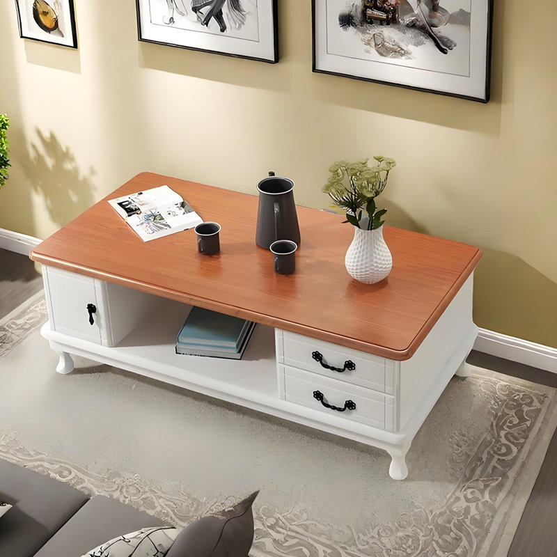 Table basse Modern, Brun / Blanc, H 18,11 po x L 51,18 po x l 23,62 po