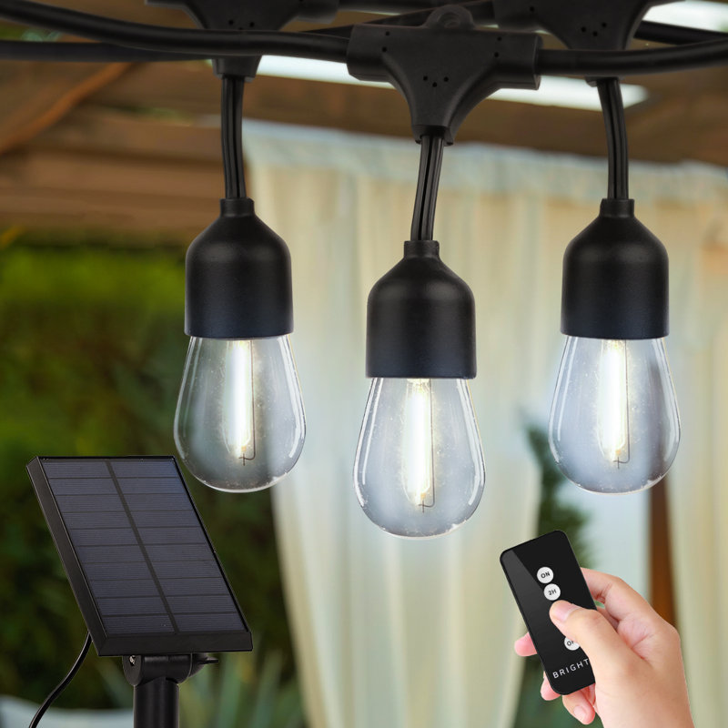 Pro 15-Light 48 ft. Outdoor Solar Powered Remote Controlled 1-Watt 3000K Soft White Bulb LED String Lights