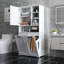 Armoire de buanderie autoportante - Panier inclinable, Portes, Tablette, Rangement multiple, Blanc, Option de tablette réglable Panier facile d'entretien, Autoportant, Réglable, Blanc