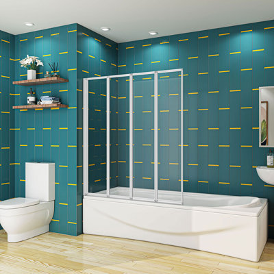 Idalia 1400mm Height 4 Folding Pivot Shower Bath Screen Panel, Framed Color Optional