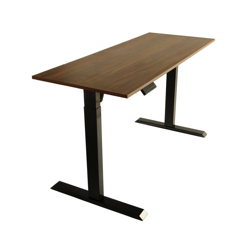 TechOrbits Electric Standing Desk Frame - Two Leg Motorized Stand Up Desk Base (Frame Only), Brown/Black