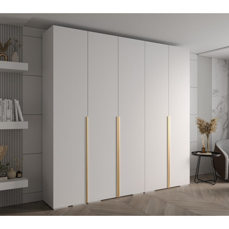Rasab 5 Door Manufactured Wood Wardrobe, Matte White