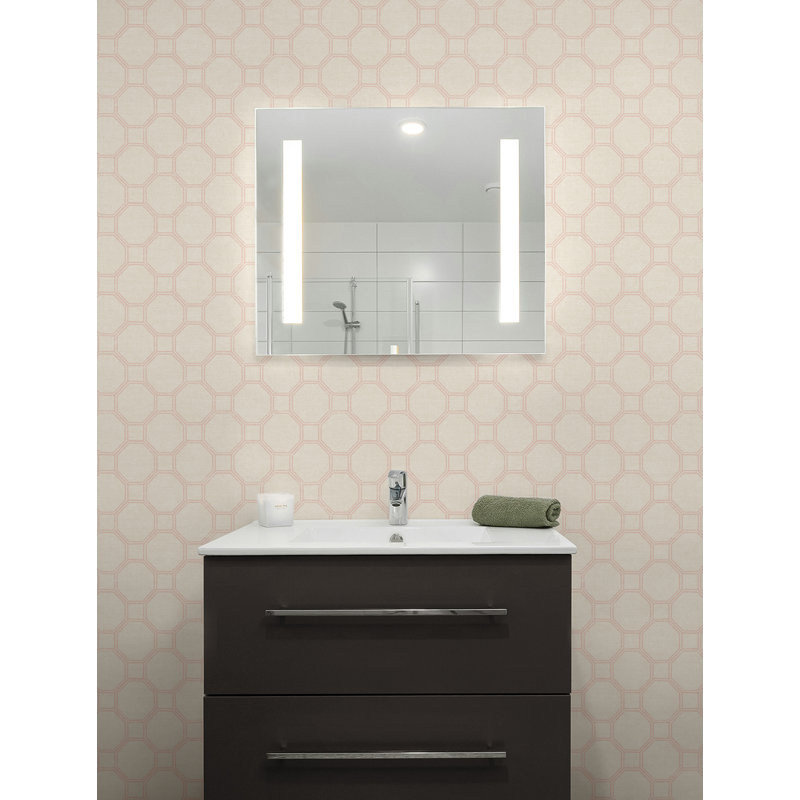 Papier peint géométrique non collé Seabrook Designs, Brun clair; rose